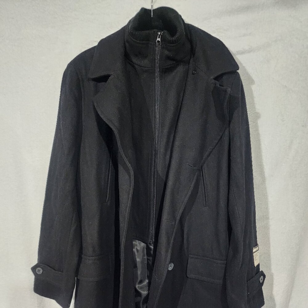 NWT Jf j.ferrar men’s wool bland pea coat black medium - Picture 2 of 9